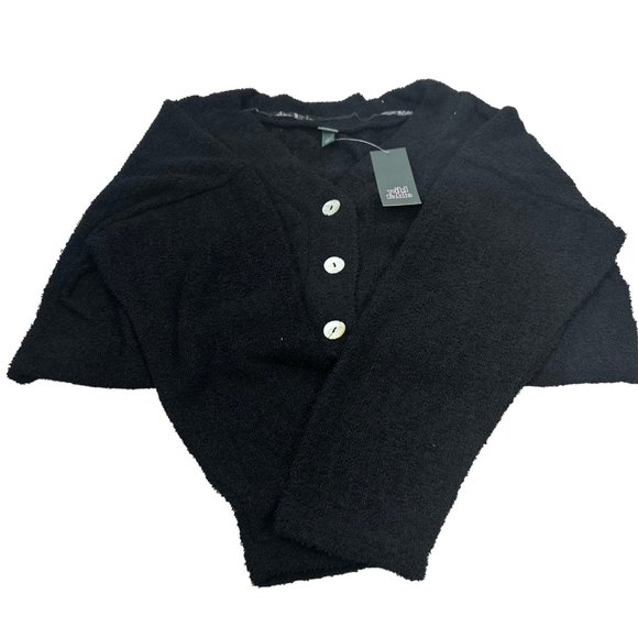 Wild Fable Women's Size XL Cropped Cozy Cardigan Fuzzy V-Neck Button Up Black - Picture 1 of 13
